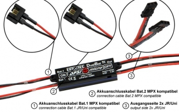 DPSI Micro DualBat 5.9V/7.2V MPX Akkuweiche