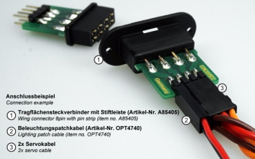 Tragflächensteckverbinder 8polig mit Stiftleiste, Stecker & Buchse