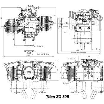 Titan ZG 80PCI-HV, Zenoah Gummikerzenstecker u.Microprozessor-Zündung
