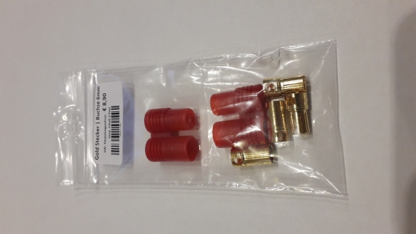 Goldstecker und Buchse 6mm inkl. Verpolungsschutz