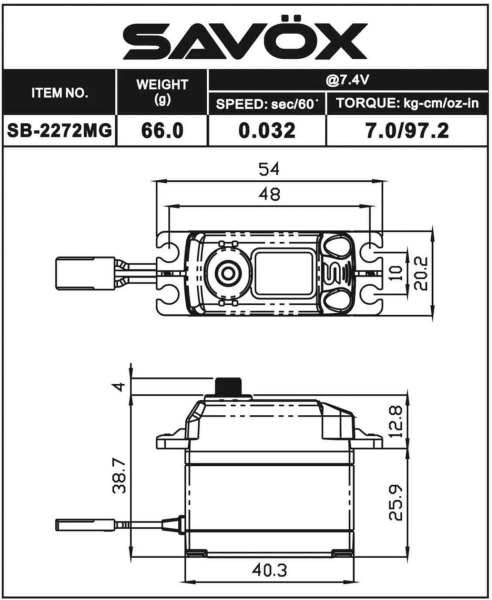 SAVÖX SB-2272MG  BRUSHLESS DIGITAL HV SERVO